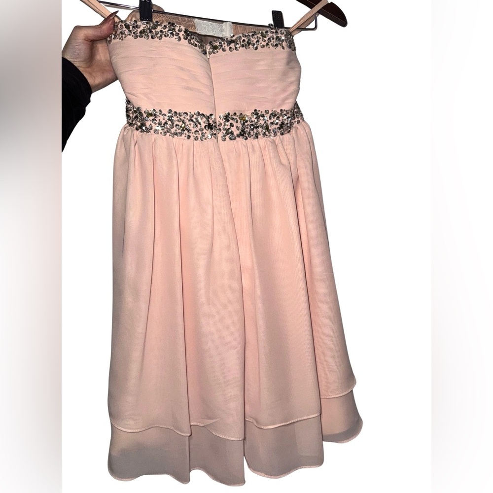 Pink Rhinestone Strapless Mini Dress - Picture 6 of 7
